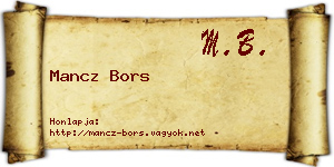Mancz Bors névjegykártya
